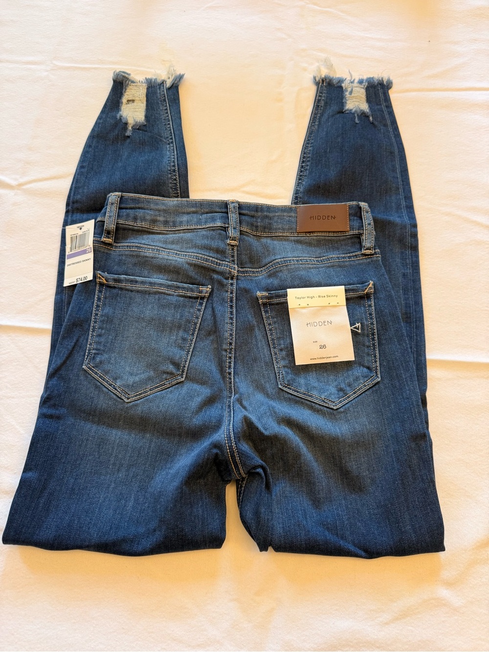 NWT! Hidden Jeans Women’s Distressed Skinny Jeans - Dark Blue - Picture 3 of 5